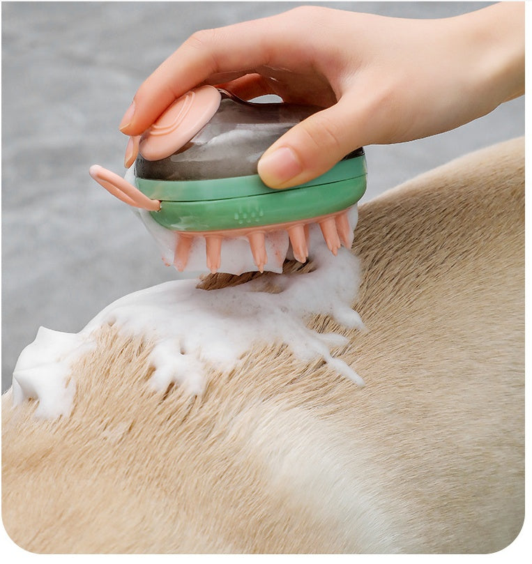 2-in-1 Pet Bathing & Grooming Brush with Shampoo Dispenser