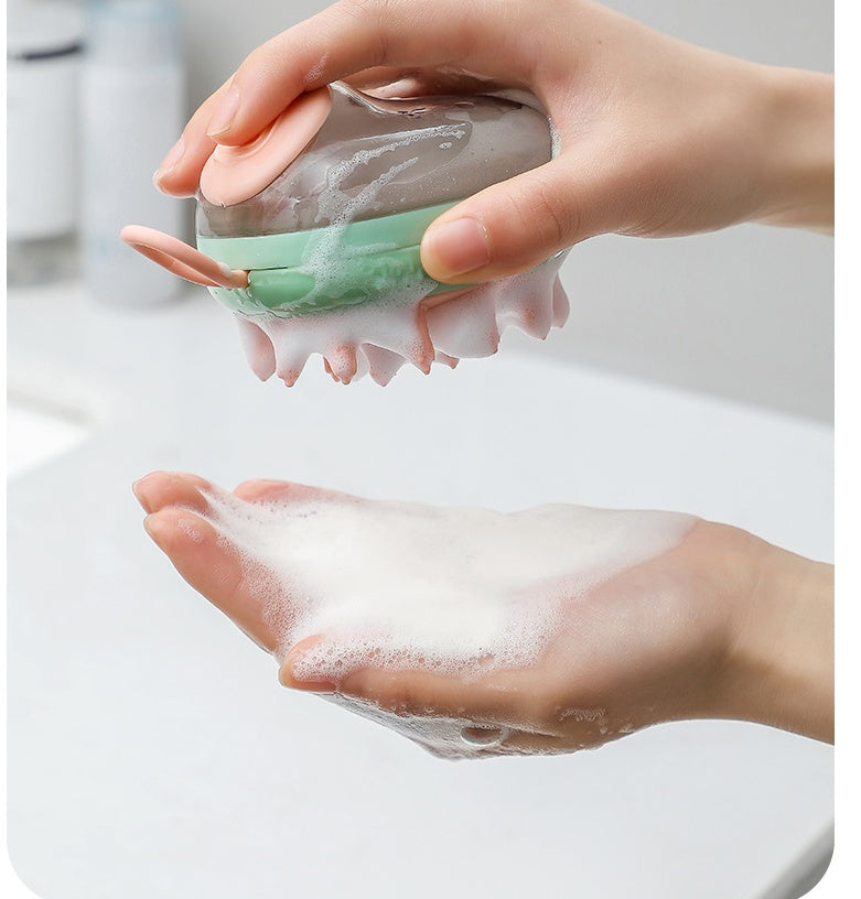 2-in-1 Pet Bathing & Grooming Brush with Shampoo Dispenser