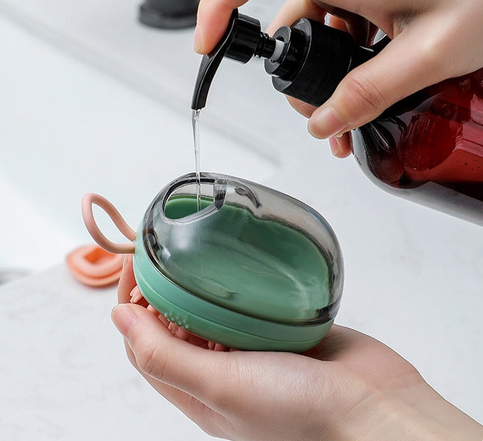 2-in-1 Pet Bathing & Grooming Brush with Shampoo Dispenser