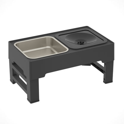 Adjustable Elevated Cat & Dog Feeder for Spine Protection with Removable Stainless Steel Bowl