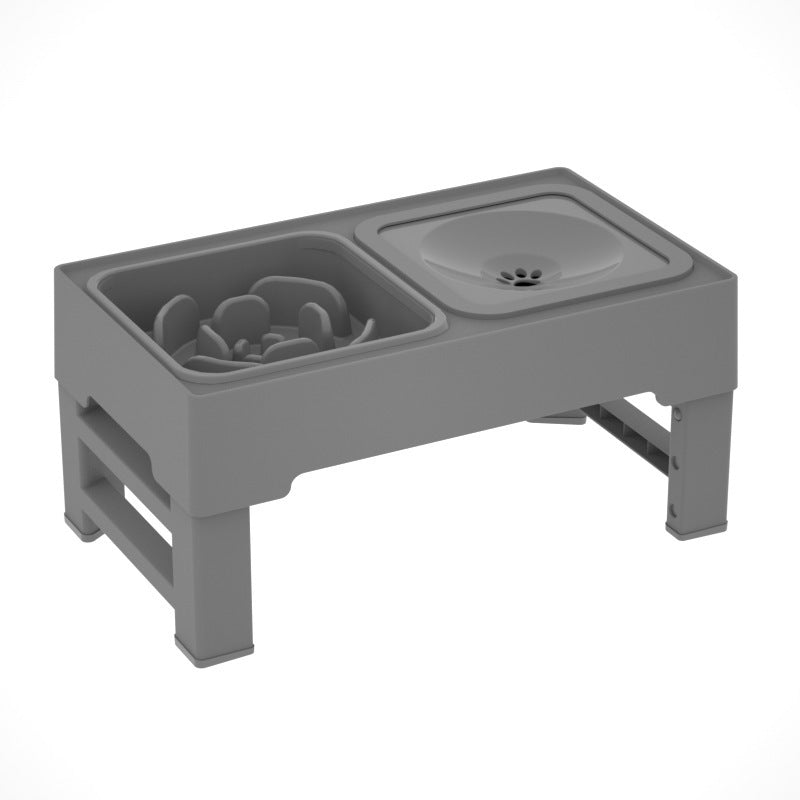 Adjustable Elevated Cat & Dog Feeder for Spine Protection with Removable Stainless Steel Bowl