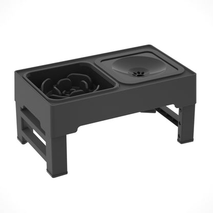 Adjustable Elevated Cat & Dog Feeder for Spine Protection with Removable Stainless Steel Bowl