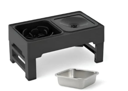 Adjustable Elevated Cat & Dog Feeder for Spine Protection with Removable Stainless Steel Bowl
