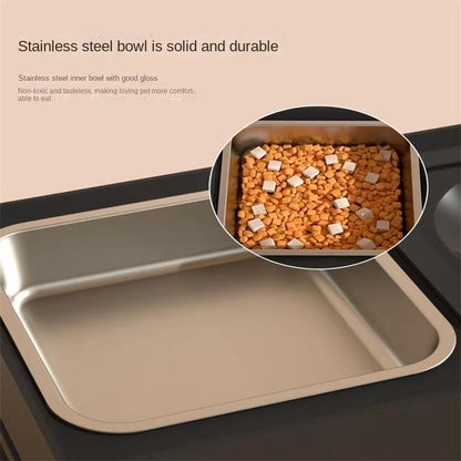 Adjustable Elevated Cat & Dog Feeder for Spine Protection with Removable Stainless Steel Bowl